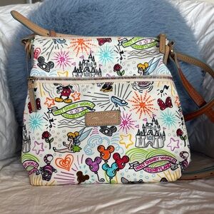 Dooney & Bourke Disney Sketch Print Nylon Crossbody Bag, EUC